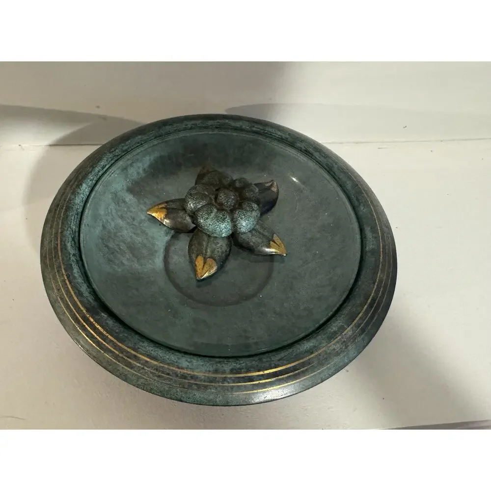 Vintage Art Deco Dish with Glass Beveled Lid Springfield Mass.